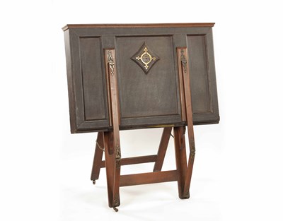 Lot 1215 - A LATE 19TH-CENTURY PUGINESQUE OAK AND LEATHERWORK FOLIO STAND