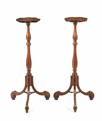 Lot 1337 - A PAIR OF GEORGE II MAHOGANY TORCHERES