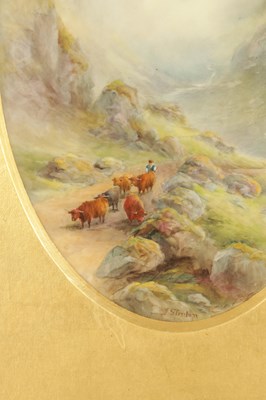 Lot 87 - JAMES STINTON A PAIR OF ROYAL WORCESTER FRAMED OVAL PORCELAIN PLAQUES