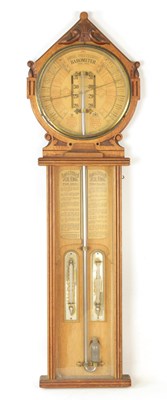 Lot 1050 - A LATE 19TH CENTURY OAK CASED ADMIRAL FITZROY'S ROYAL POLYTECHNIC BAROMETER
