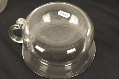Lot 16 - AN UNUSUAL GEORGIAN GLASS SPITTOON AND BRANDY DECANTER