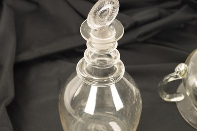 Lot 16 - AN UNUSUAL GEORGIAN GLASS SPITTOON AND BRANDY DECANTER