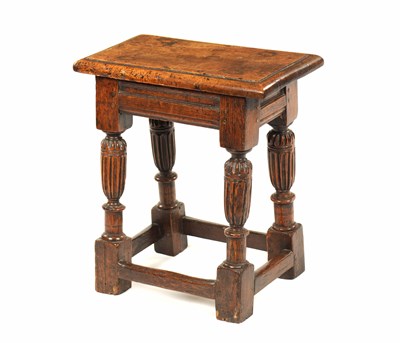 Lot 1355 - A CHARLES II WALNUT AND OAK JOINT STOOL