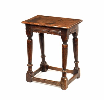Lot 1209 - A 17TH CENTURY OAK JOINT STOOL