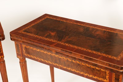 Lot 1271 - A PAIR OF 19TH CENTURY MARQUETRY INLAID WALNUT CARD TABLES