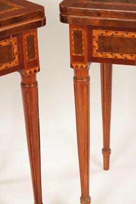 Lot 1271 - A PAIR OF 19TH CENTURY MARQUETRY INLAID WALNUT CARD TABLES