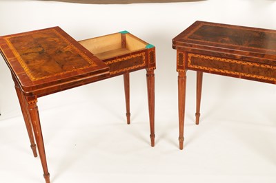 Lot 1271 - A PAIR OF 19TH CENTURY MARQUETRY INLAID WALNUT CARD TABLES