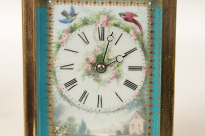 Lot 988 - A 19TH CENTURY FRENCH SEVRES PORCELAIN PANELLED GORGE CASE REPEATING CARRIAGE CLOCK