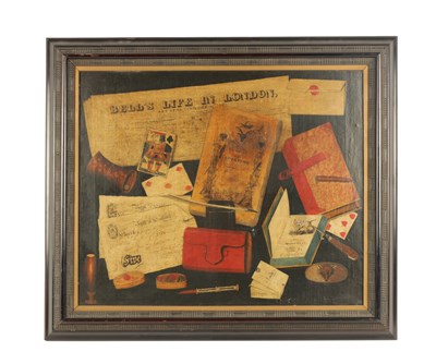 Lot 882 - A 19TH CENTURY TROMPE L'OEIL OIL ON CANVAS