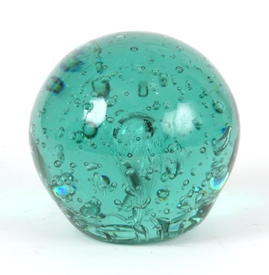 Lot 2 - A 19TH CENTURY GREEN GLASS DUMP/PAPERWEIGHT...