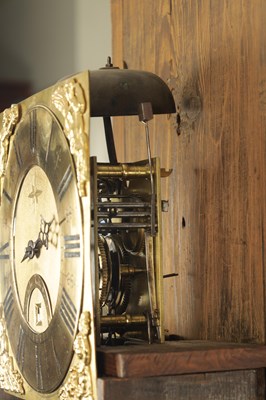 Lot 906 - JOHN TAYLOR KIRKBY STEPHEN AN 18TH CENTURY OAK BRASS DIAL 30 HOUR LONGCASE CLOCK