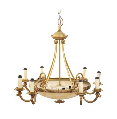 Lot 897 - A 20TH CENTURY GILT BRASS EIGHT BRANCH ELECTRIC HANGING LIGHT