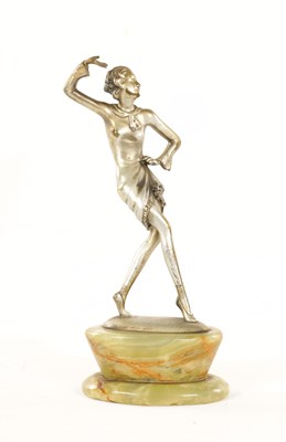 Lot 729 - JOSEPH LORENZL. AN ART DECO SILVERED BRONZE AND ONYX SCULPTURE