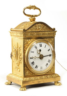Lot 1011 - A LATE 18TH CENTURY SWISS PENDULE D’OFFICIER QUARTER CHIMING CLOCK