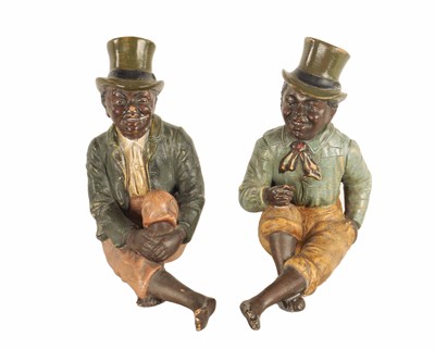 Lot 687 - A PAIR OF LATE 19TH CENTURY COLD PAINTED TERRACOTTA FIGURES BY JOHANN MARESCH