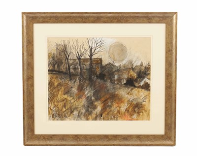 Lot 888 - TOM DURKIN (BRITISH, 1928 - 1990) WATERCOLOUR TITLED "HAWORTH MOONLIGHT"