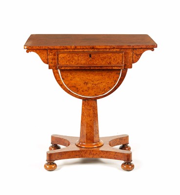 Lot 1182 - A REGENCY BURR ELM WORKBOX