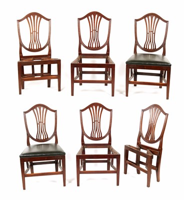 Lot 1170 - A RARE SET OF SIX GEORGMAHOGANY CAMPAIGN CHAIRS