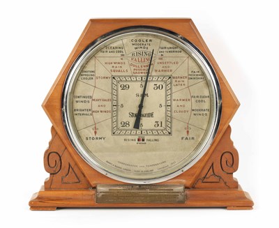 Lot 913 - A 1930’S SHORT & MASON WALNUT CASED STORMOGUIDE BAROMETER