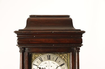 Lot 937 - RICHARD RESTELL, CROYDON. A 19TH CENTURY OAK MINIATURE THREE TRAIN LONGCASE CLOCK