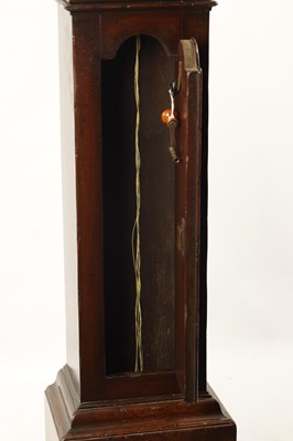 Lot 937 - RICHARD RESTELL, CROYDON. A 19TH CENTURY OAK MINIATURE THREE TRAIN LONGCASE CLOCK