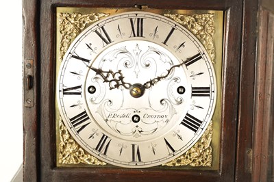 Lot 937 - RICHARD RESTELL, CROYDON. A 19TH CENTURY OAK MINIATURE THREE TRAIN LONGCASE CLOCK