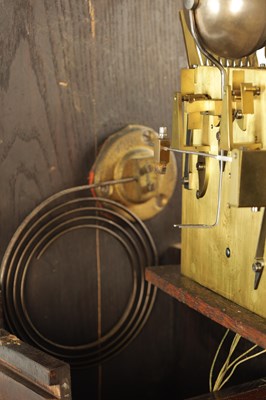 Lot 937 - RICHARD RESTELL, CROYDON. A 19TH CENTURY OAK MINIATURE THREE TRAIN LONGCASE CLOCK
