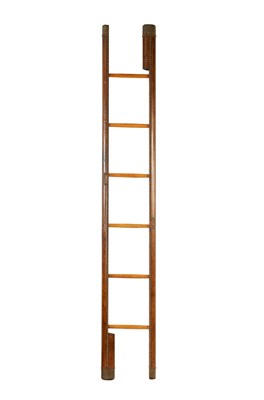 Lot 1268 - A SET OF COUNTRY HOUSE LEATHER-BOUND FOLDING LIBRARY STEPS/LADDER