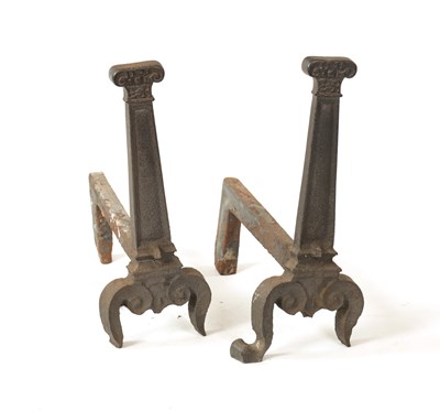 Lot 525 - A PAIR OF 16TH CENTURY ELIZABETHAN CAST IRON FIRE DOGS MONOGRAMMED ER