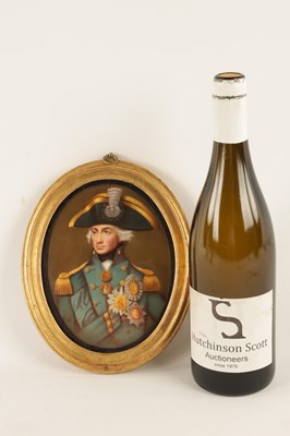 Lot 47 - A 19TH CENTURY CONTINENTAL PAINTED OVAL PORCELAIN PLAQUE OF ADMIRAL LORD NELSON