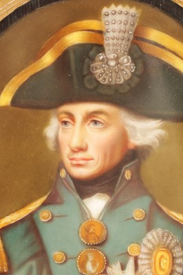 Lot 47 - A 19TH CENTURY CONTINENTAL PAINTED OVAL PORCELAIN PLAQUE OF ADMIRAL LORD NELSON