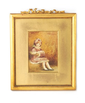 Lot 822 - MAUDE GOODMAN (1853-1938). A WATERCOLOUR OF A SEATED GIRL