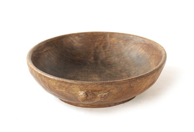 Lot 1108 - A ROBERT 'MOUSEMAN' THOMPSON ADZED DARK OAK FRUIT BOWL
