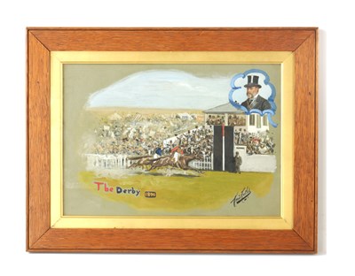 Lot 757 - CECIL E. L. CUTLER (1886-1934) GOUACHE TITLED 'THE DERBY 1896'