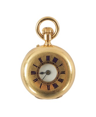 Lot 375 - A RARE MINIATURE 18CT GOLD EXHIBITION DEMI HUNTER POCKET WATCH