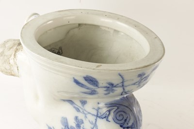 Lot 46 - A VICTORIAN BLUE AND WHITE PORCELAIN SANITAS 'WASH DOWN CLOSET' TOILET