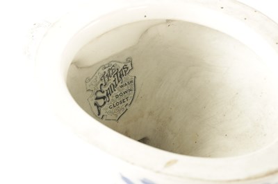 Lot 46 - A VICTORIAN BLUE AND WHITE PORCELAIN SANITAS 'WASH DOWN CLOSET' TOILET