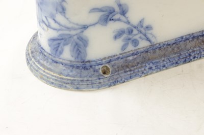 Lot 46 - A VICTORIAN BLUE AND WHITE PORCELAIN SANITAS 'WASH DOWN CLOSET' TOILET