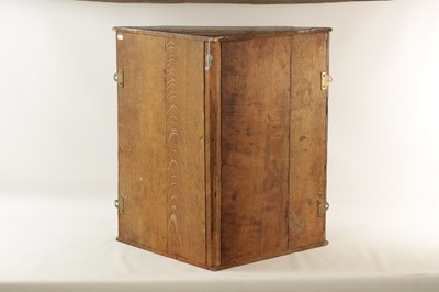 Lot 1100 - A FINE EARLY THOMAS 'GNOME MAN' WHITTAKER LIGHTLY ADZED AND BURR OAK HANGING CORNER CUPBOARD OF SMALL SIZE - IN THE MANNER OF ROBERT 'MOUSEMAN' THOMPSON