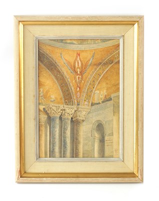 Lot 800 - THOMAS WORTHINGTON (1820-1910). A 19TH CENTURY WATERCOLOUR OF THE VESTIBULE  OF ST MARKS VENICE