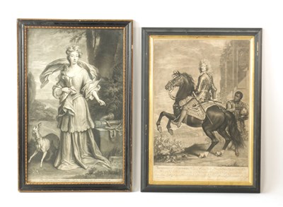 Lot 895 - TWO 18TH CENTURY BLACK AND WHITE MEZZOTINT ENGRAVINGS