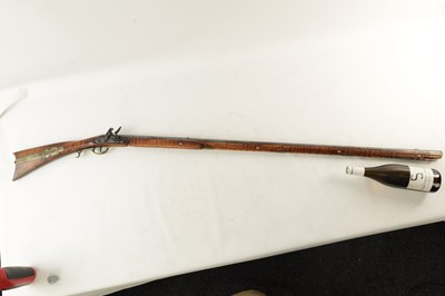 Lot 479 - AN EARLY 19TH CENTURY AMERICAN KENTUCKY FLINTLOCK RIFLE BY ARMSTRONG OF PHILADELPHIA