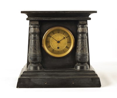 Lot 1042 - BARRAUD AND LUNDS, LONDON. AN ENGLISH REGENCY EGYPTIAN REVIVAL FUSEE MANTEL CLOCK