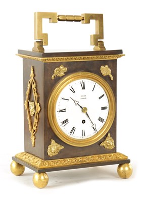 Lot 661 - DECAIX, LONDON. AN EARLY 19TH CENTURY BRONZE & ORMOLU TABLE CLOCK