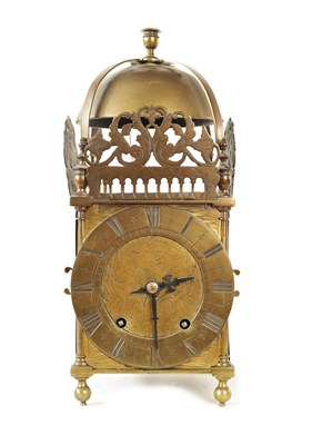 Lot 643 - RICHARD GREENHILL, CANTERBURY FECIT. A 17TH CENTURY LANTERN CLOCK WITH LATER MOVEMENT