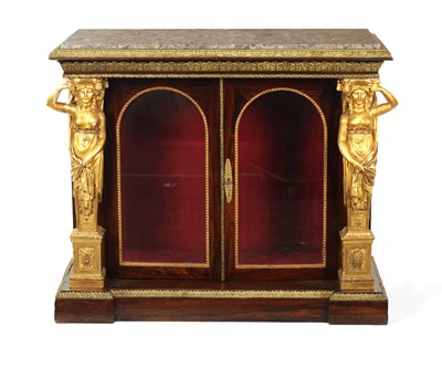 Lot 1289 - HENRI JACOB (1753-1824). A FINE EARLY 19TH CENTURY FRENCH EMPIRE ORMOLU MOUNTED ROSEWOOD AND GILT GESSO DISPLAY CABINET