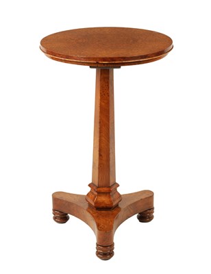 Lot 1247 - A REGENCY AMBOYNA AND BURR ELM OCCASIONAL TABLE