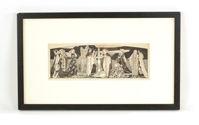 Lot 870 - GEORGE WOOLLISCROFT RHEAD (1855-1920) PEN AND INK DRAWING 'CELESTIAL MUSIC"