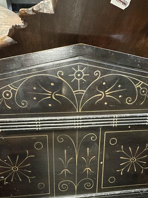 Lot 1202 - A LATE 19TH CENTURY AESTHETIC PERIOD EBONISED COUNTRY HOUSE WINDOW SEAT IN MANNER OF CHRISTOPHER DRESSER POSSIBLY BY CHUBB