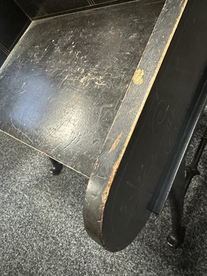 Lot 1202 - A LATE 19TH CENTURY AESTHETIC PERIOD EBONISED COUNTRY HOUSE WINDOW SEAT IN MANNER OF CHRISTOPHER DRESSER POSSIBLY BY CHUBB